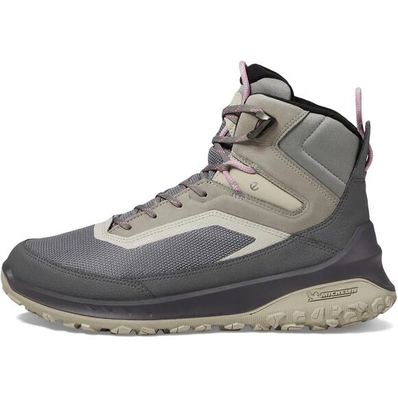 ECCO Womens Ultra Terrain Mid Warm Hiking Boot EU 37 US 6-6.5 Grey Nubuck WP NIB - Picture 2 of 13